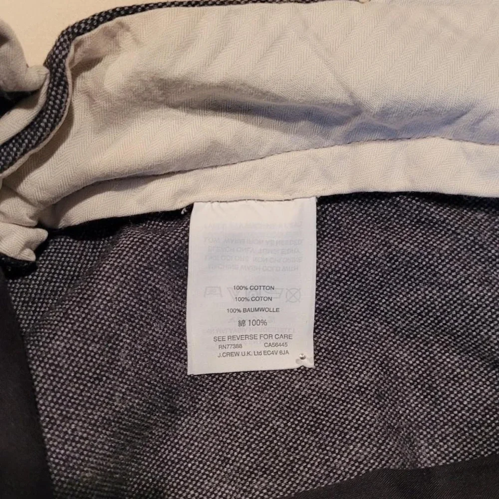 J.Crew Bowery Slim Fit Cotton Dress Pants Men's Trousers, Size 32x34, Gray